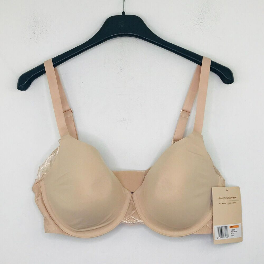 True 36DD Bra Beige Madison Lace Balconette Full Cup Padded Underwire NWT BJ16